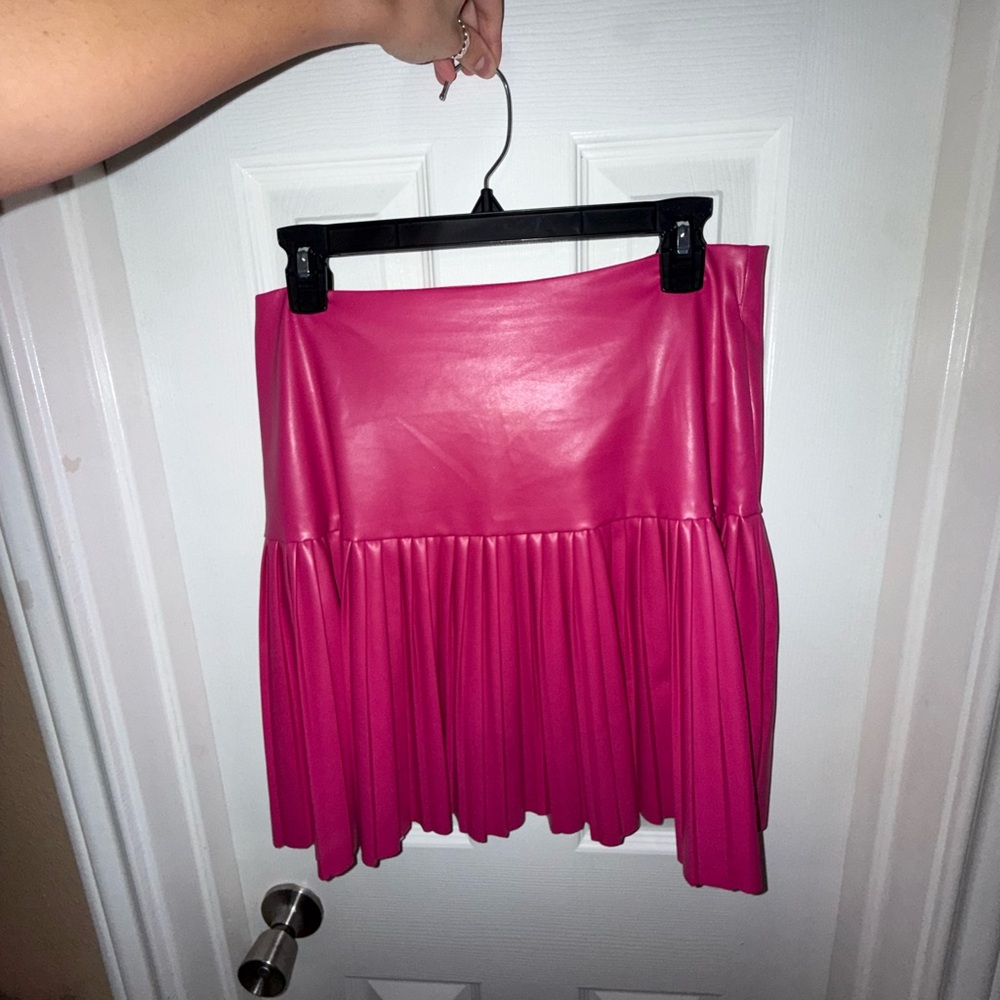 Sincerely Jules Fuchsia Leather Mini Skirt